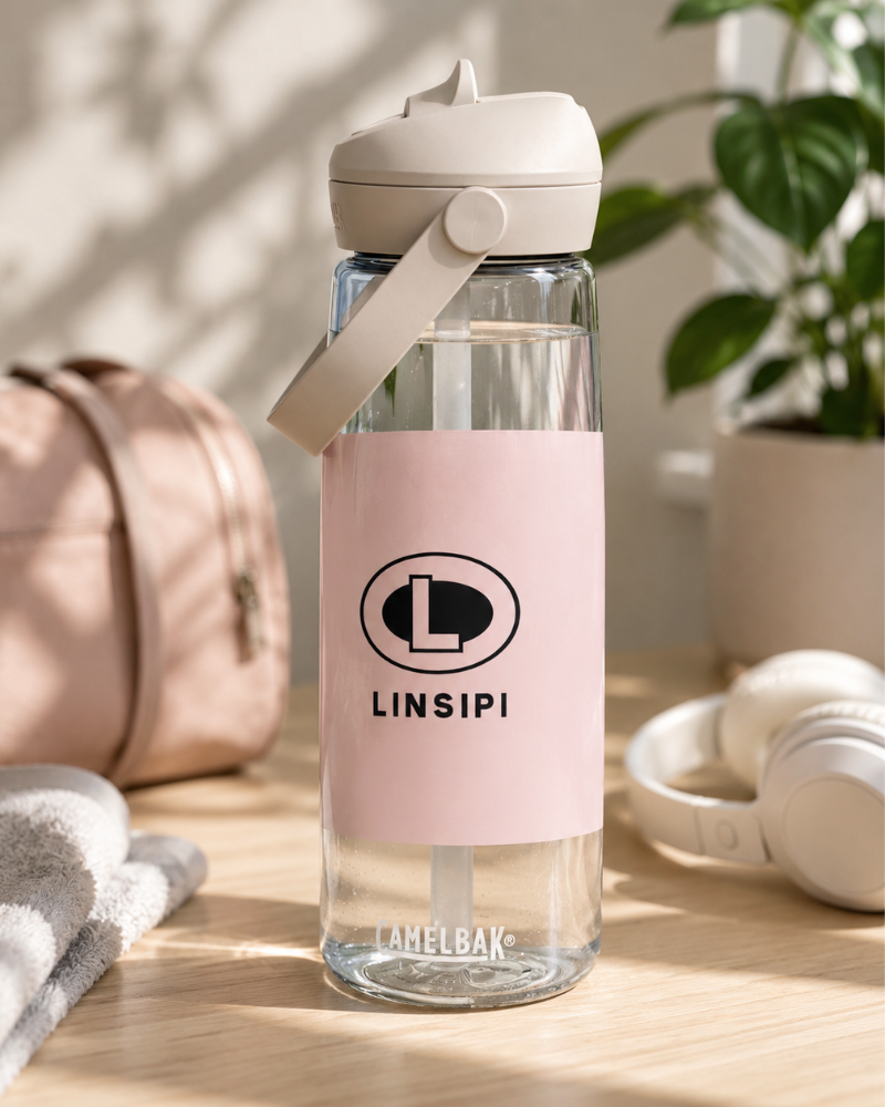 Flip straw water bottle